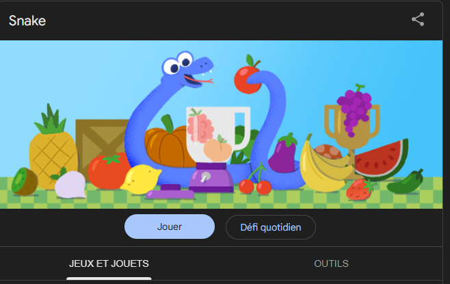 Jeu de l'année du serpent de Google.