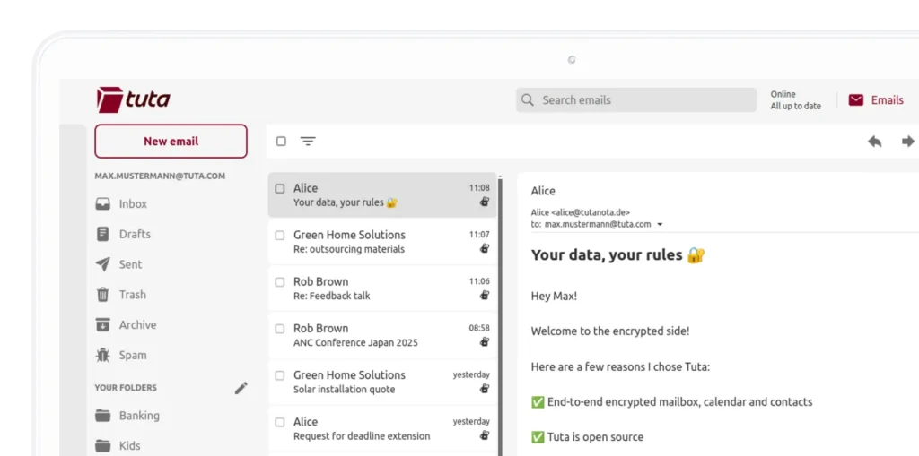 Tuta Mail : la messagerie sécurisée qui mise sur la simplicité 2 mail tuta interface